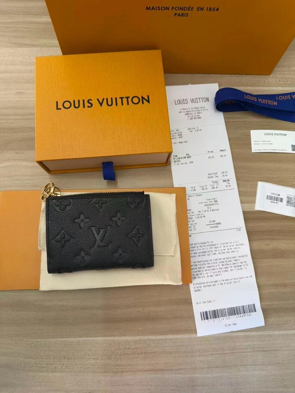 Louis Vuitton Black Embossed Monogram Small Zipper Pouch